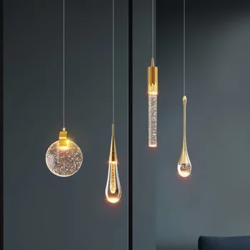 Подвесной светильник из скандинавского хрусталя роскошная входная люстра креативная гостиная прикроватный светодиодный светильник для спальни