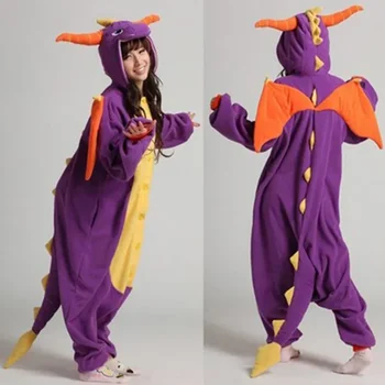 Пижамы Spyro для взрослых и детей, костюмы для косплея, фиолетовые комбинезоны с драконами для танцев унисекс, модные пижамы на Хэллоуин, новогодний подарок