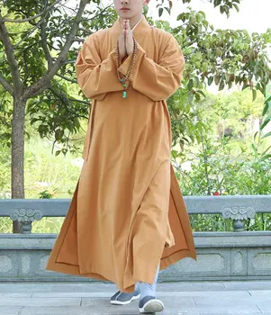 унисекс 5 цветов 100% хлопок буддийский дзен мирянин одежда шаолиньский монах кунг-фу костюмы платье будды наряд для медитации халат черный/красный
