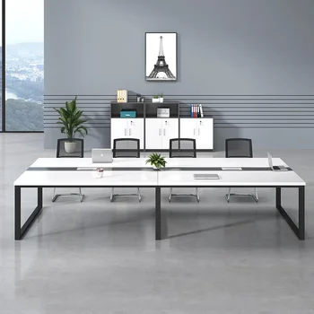 Офисная мебель небольшое сочетание конференц-стола и стула простой современный стальной каркас конференц-стола прямоугольник