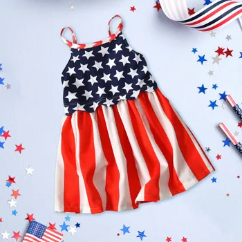 Платье-комбинация с Надписью Для Малышей и девочек 4 июля, Летний Флаг США, День Независимости, Детская Накидка И Повязка На Голову, Комплект Для Маленьких Девочек