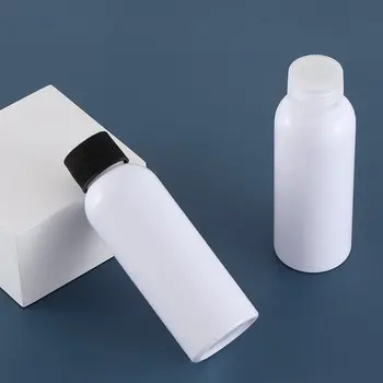 Высококачественная Пустая белая косметическая бутылка из ПЭТ-пластика объемом 100 мл 3 унции из-под тонера, крема и лосьона с ребристой завинчивающейся крышкой