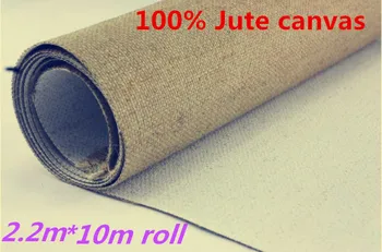 Рулон холста грубой текстуры 2,2 м * 10 м из чистого джута с рулонной упаковкой 754 г