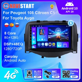 NAVISTART Android Авторадио Для Toyota Aygo Peugeot 108 Citroen C1 2016-2020 Carplay Автомобильная Мультимедийная Навигация GPS Стерео
