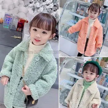 Новое детское пальто, утепленная теплая куртка с детским воротником, длинное пальто для девочек, зимняя повседневная верхняя одежда для девочек
