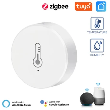 Умный датчик температуры и влажности Tuya Zigbee, внутренний термометр, монитор для домашней работы С Alexa Google Home Assistant