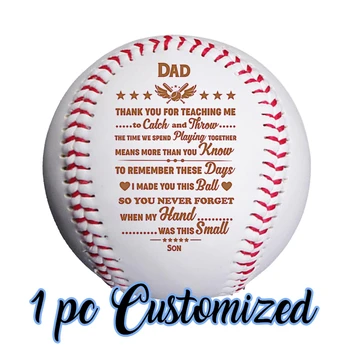 папа, спасибо, что научил меня Подарок от дочери Персонализированные бейсбольные мячи ручной работы Бейсбольные мячи с пользовательским названием Подарки Биты для софтбола