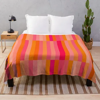 Летнее Розово-оранжевое одеяло в клетку с геометрическим рисунком в полоску, Персонализированное Подарочное одеяло из аниме