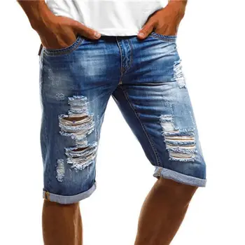 Мужские винтажные рваные джинсовые шорты Rip Curl - модный большой размер, летний стиль, манжеты с подворотом, джинсовые пятые брюки
