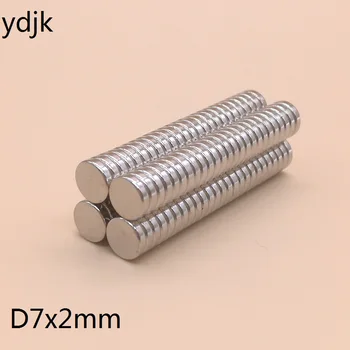 100 шт./ЛОТ дисковый неодимовый магнит 7 * 2 N35 Сильные редкоземельные постоянные неодимовые магниты 7x2