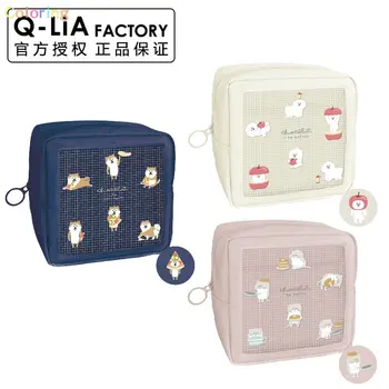 Квадратная коробка Chocobit, косметичка, портативная сумка на молнии, вышитая сетка, прозрачный мишка Шиба-Ину, импортированный из Японии