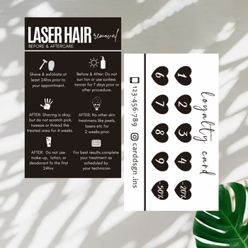 Carddsgn Индивидуальный дизайн шаблона карточки для лазерной эпиляции Визитная карточка Руководство по уходу за удалением волос для печати Бесплатный дизайн