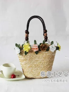 2023 Новая Красочная цветочная сумка из травяной ткани Сказочная Цветочная пляжная сумка Ручная Тканая сумка