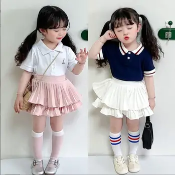 2023 Юбка с оборками для девочек в корейском стиле, летняя юбка хорошего качества для девочек от 2 до 13 лет E942