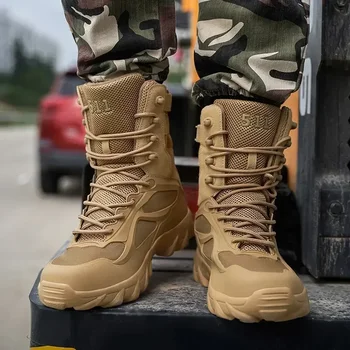 2023 Военные ботинки большого размера с высоким берцем Мужская походная обувь Рабочие солдатские тактические боевые ботинки Рабочие ботинки для пустыни