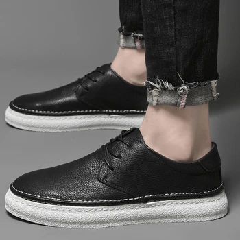 2023, Новые весенние однотонные повседневные мужские кроссовки на плоской подошве со шнуровкой, модная уличная нескользящая удобная дышащая универсальная обувь для мужчин