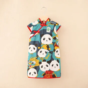 Платье для дня рождения малыша Панда В китайском стиле Традиционная Летняя одежда принцессы Чонсам Для маленьких девочек