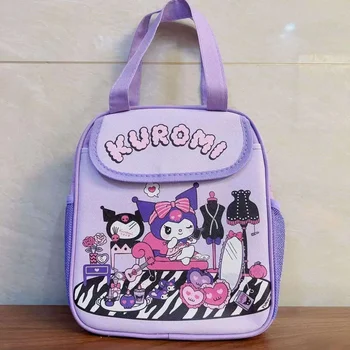 Сумка для хранения ланч-бокса с мультяшным рисунком Sanrio Hello Kitty, холщовая сумка Kuromi PU, переносная дорожная сумка большой емкости для девочек