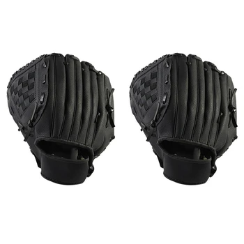 2X Спортивные бейсбольные перчатки для занятий софтболом, правая рука для взрослых мужчин и женщин, черный 11,5 дюймов