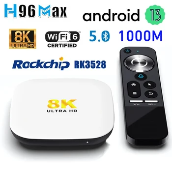 Android 13 1000M Smart TV Box H96 MAX M2 RK3528 4G 64GB 32GB 4K 8K 2.4G и 5G Wifi6 BT AV1 3D Медиаплеер Google Voice Телеприставка