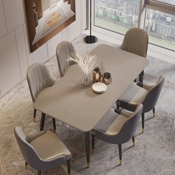 Итальянский легкий роскошный стол rock plate Простой Армани серый скандинавский прямоугольный стол