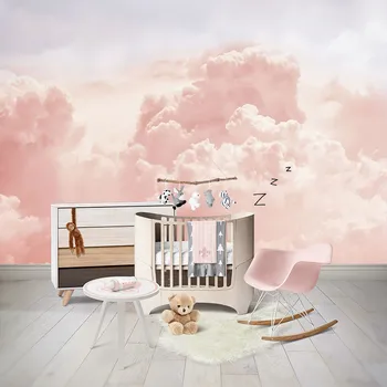 Розовые облачные обои, Пользовательские 3D-фрески, детские обои, самоклеящиеся обои, гостиная, спальня, фоновая стена дивана
