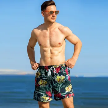 Новые летние шорты для мужчин 2023, купальники с цветочным принтом, пляжная доска, быстросохнущие плавки с сетчатой подкладкой, спортивные Свободные брюки