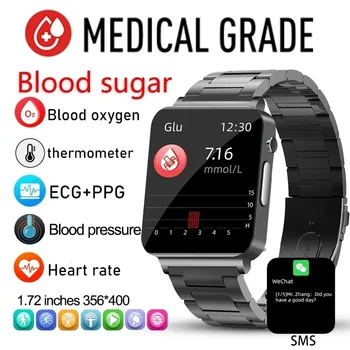 Безболезненные Неинвазивные Смарт-Часы Для Измерения Уровня Глюкозы В крови, Мужские ЭКГ + PPG, Здоровые Упражнения Для Измерения Артериального Давления, Умные Часы Для Мужчин, Измеритель Уровня Глюкозы В крови