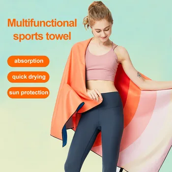 Спортивное полотенце для йоги с двусторонним ворсом, впитывающее быстросохнущую микрофибру, для плавания, прохладное Банное Пляжное полотенце для сауны, для взрослых, большой размер