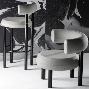 Барный стул с фланелевой спинкой в скандинавском стиле, современный минималистичный ресторанный барный стул, домашняя барная мебель, стулья для отдыха в столовой C