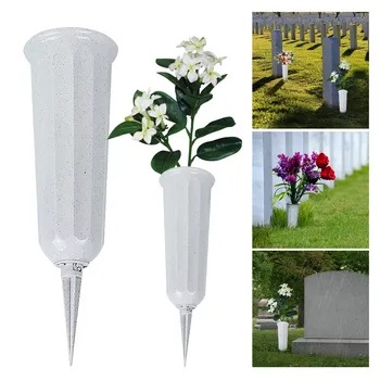 Кладбищенская ваза для цветов Мемориальная ваза для цветов Декоративная из пластика с кольями в земле Кладбища Высококачественное растение для креативного декора P5