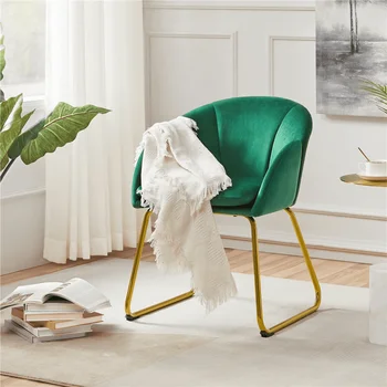 Современное бархатное кресло с золотистыми металлическими ножками для гостиной/спальни/домашнего офиса, зеленый