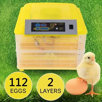 Цифровой Полностью автоматический инкубатор для птичьих яиц 220 В, 112 яиц