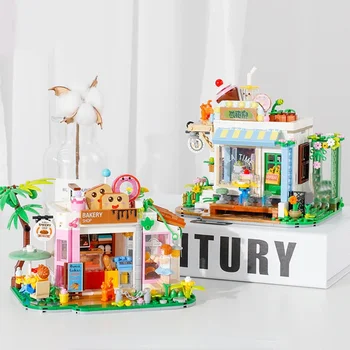 3D модель DIY Diamond Building Block Brick Town Street View Series Architecture Цветочный магазин, игрушка для творчества для детей