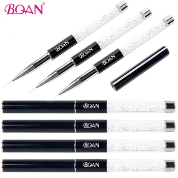 BQAN 5/7/9/11 мм кисточка для ногтей, ручка из горного хрусталя, наконечники для рисования линий, инструменты для рисования, кисти для маникюра, украшения для ногтей
