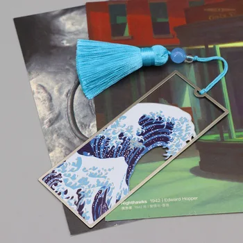 1шт Kanagawa Rushing Waves Металлические художественные закладки с кисточками для новогодних подарков