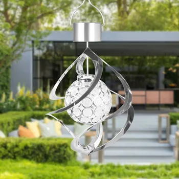 Солнечный ветряной перезвон Светодиодный светильник, меняющий цвет, спиральный ветряной обтекатель, наружный сад, Газон, подвесной декоративный светильник, водонепроницаемый