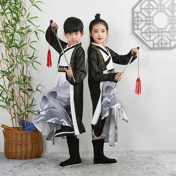 Китайский традиционный Национальный народный костюм Ханьфу, Одежда для мальчиков и девочек, Наряд Восточного Фехтовальщика, Одежда для косплея Династии Хань
