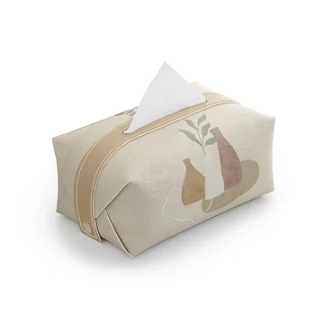 Кожаная коробка для бумаги, бумажный пакет и коробка для салфеток.