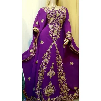 Фиолетовое платье Новая Марокканская Дубайская Длинная рубашка Farasha Robe Dress Длинное платье Европейский и Американский Модный Тренд