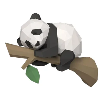 3D Бумажная модель Животного, Панда на Дереве, Геометрическое Оригами для Домашнего Декора, Украшения стен, Развивающие Детские Игрушки,