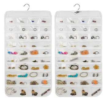 80 Карманов Ожерелье Браслет серьги Ювелирные изделия подвесные аксессуары Двусторонний дисплей органайзер для шкафа прозрачная сумка для хранения