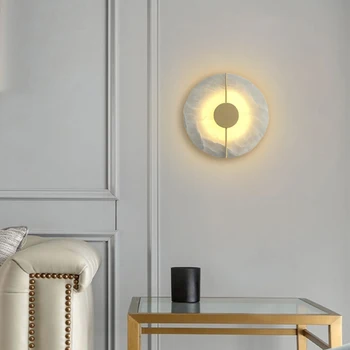 Мраморный настенный светильник Фоновый светильник для гостиной, Прикроватная тумбочка для спальни, креативное декоративное освещение для домашнего декора, золотые лампы для спальни