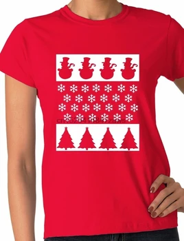 Рождественская сцена Снеговик Забавный Рождественский подарок Женская футболка Размер S-XXL
