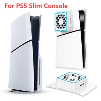 Для консоли PS5 Slim Вентилятор Охлаждения со Светодиодной Подсветкой 2 Порта USB 1800 2000 2200 об/мин 5 В 2.4A Боковой Кулер Для Playstation 5 Slim