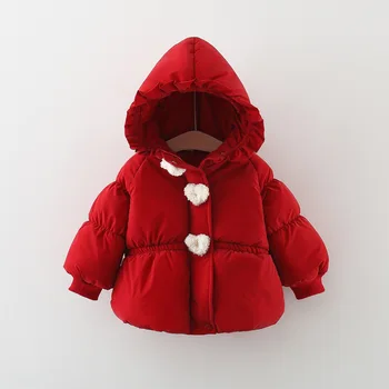 Зима 2023, Новое флисовое утолщенное пальто для девочек, детская зимняя куртка с капюшоном