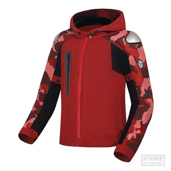 Красное светоотражающее защитное снаряжение для мотоциклов, износостойкая куртка, водонепроницаемое байкерское пальто для мотокросса