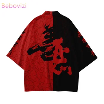 Harajuku Haori Топ Рубашки Юката Плюс Размер Китайский Стиль Мода Японское Кимоно Уличная Одежда Кардиган Женщины Мужчины Самураи