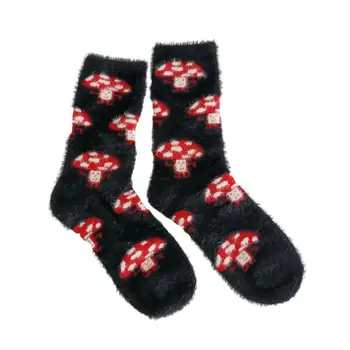 Удобные носки, детские носки, утолщенные женские носки из искусственного бархата норки, уютный мультяшный кролик, Вишневые фрукты на осень
