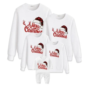 Рождественский свитер, семейный хлопковый детский комбинезон, комплект одежды для пар, трикотажные изделия Familiares Navidad, Семейный рождественский образ